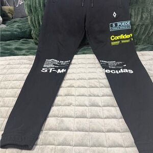 Marcelo Burlon County of Milan Black Joggers with Graphic Accents